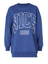 Sudadera holgada informal de manga larga con cuello redondo y estampado de letras